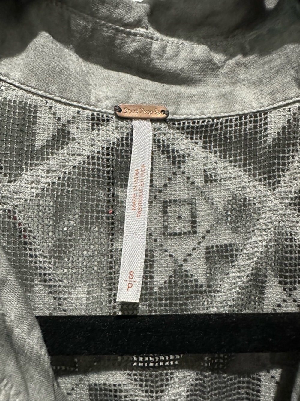 Free People Gray Crochet Mesh Top - Picture 2 of 3